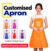 Contrast-trim bib apron shown in orange, magenta, blue, red and purple