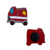 Fire-engine soft PVC fridge magnet with the back magnet visible
