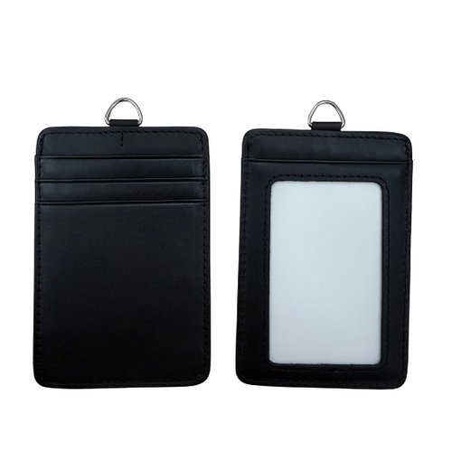 Smooth leather pass holder front and back, clear ID window and card slots, corporate Malaysia