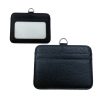 Front window and back card slots of the pebbled leather pass holder