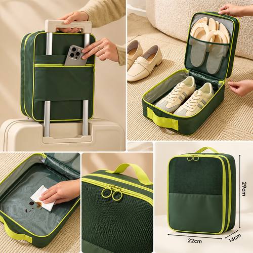 Custom two-tier travel shoe case 29 x 22 x 14cm with trolley sleeve, mesh panel and wipe-clean base, Malaysia